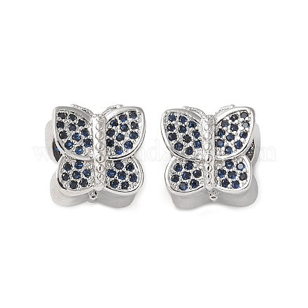 Бабочка латунь микро проложить кубического циркония европейских бусы KK-C086-16P-02-1