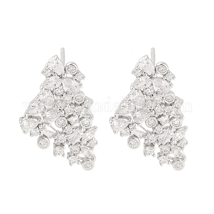 925 серьги-гвоздики из стерлингового серебра с прозрачным кубическим цирконием EJEW-U013-07P-1