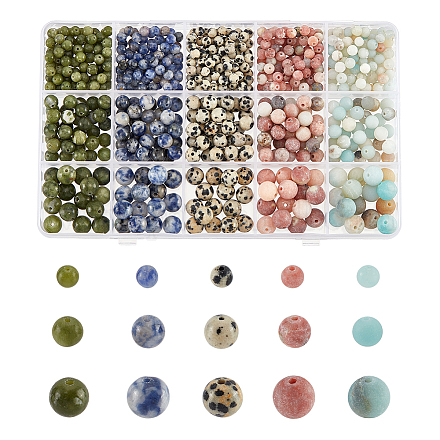 Nbeads 625шт 15 стиля бусины из натуральных смешанных драгоценных камней G-NB0004-10-1