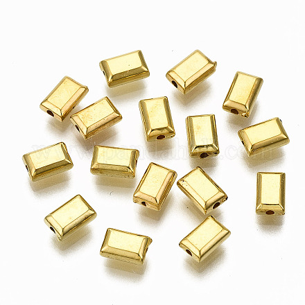 CCBプラスチックビーズ  長方形  ゴールドカラー  6x4x2.5mm  穴：1mm  約8548個/497g CCB-T011-42G-1
