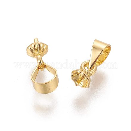 Brass Cup Pearl Peg Bails Pin Pendants KK-D239-01G-1
