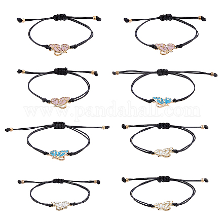 3 комплект 3-цветных браслетов с эмалированными звеньями из сплава бабочек BJEW-FI0001-09-1