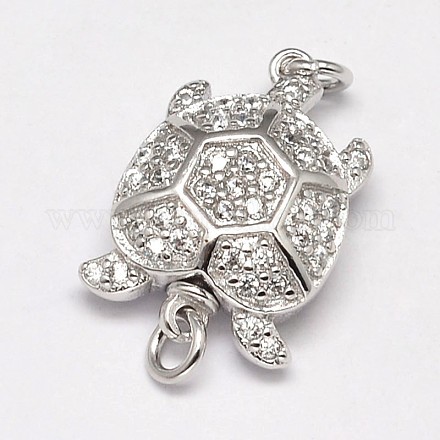 Tortoise Electroplated Sterling Silver Micro Pave Cubic Zirconia Box Clasps STER-N015-29-1