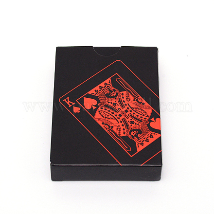 PVC防水ポーカー  ボックス付き  ブラック  88x62x0.2mm  箱：9x6.6x1.8センチメートル  55個/箱 AJEW-WH0017-15-1