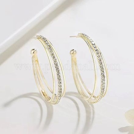 Серьги-гвоздики из сплава с кристаллами и стразами в форме буквы С FS-WG91B42-01-1