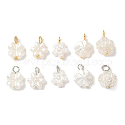 10 шт. 2-х цветные пластиковые жемчужные подвески PALLOY-JF04027-1