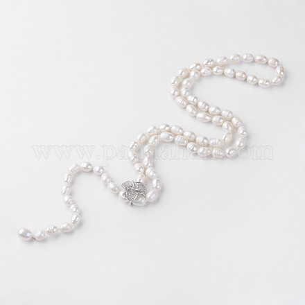 Natural Pearl Beaded Necklaces NJEW-R249-03-1