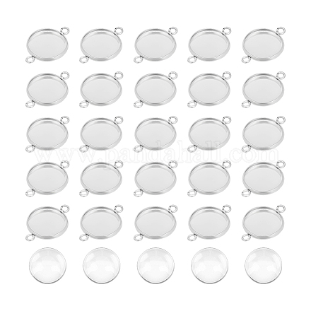 Unicraftale 50 компл. 12 мм плоские круглые звенья лотка для изготовления кабошонов из нержавеющей стали и прозрачных стеклянных кабошонов. DIY-UN0001-03P-1