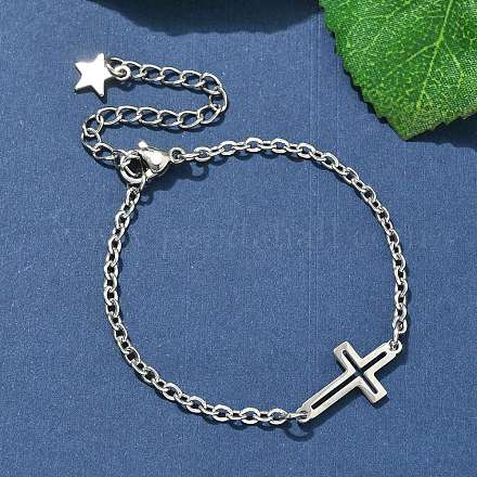 Браслеты из нержавеющей стали 304 с поперечными связями BJEW-F500-03P-1