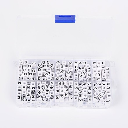 1 Box Acryl Buchstabenperlen mit horizontalem Loch SACR-X0011-B-1