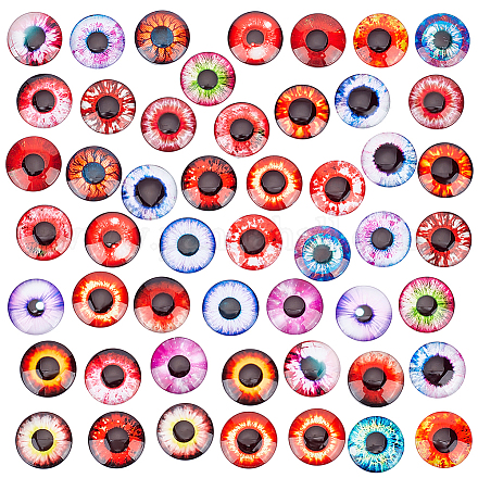 PH PandaHall 25mm Animal Glass Eye Cabochons 50pcs Dragon Eye Tiles Scary Red Eyes Human Pupil Eyes Half Round Gems Glass Cabochons for Sculptures Props Animal Photo Dome Pendant Trays Halloween GGLA-PH0001-45A-1