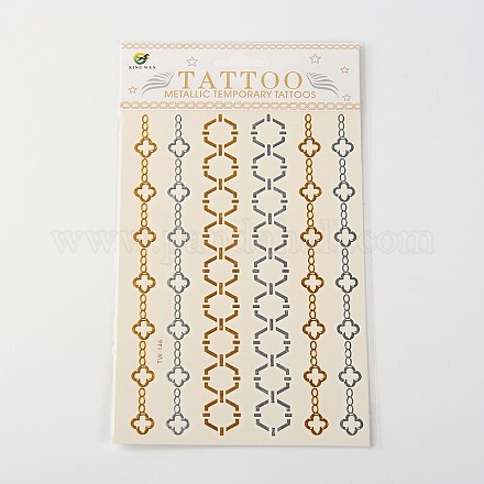 Formes de chaînes mixtes refroidir art corporel faux amovible tatouages ​​temporaires papier métallique autocollants AJEW-O012-02-1