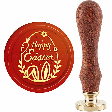 CRASPIRE Happy Easter Wax Seal Stamp Eggs Sealing Wax Stamps Rabbit 30mm Retro Vintage Removable Brass Stamp Head with Wood Handle for Wedding Invitations Halloween Christmas Thanksgiving Gift Packing AJEW-WH0184-0789-1