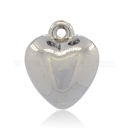 Ccbプラスチック製の心臓ペンダント  プラチナ  17x15x9mm  穴：2mm CCB-J027-68P-1