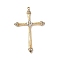 304 Stainless Steel Pendants, Cross, with Rhinestone, Ion Plating(IP), Real 18K Gold Plated, 42.5x27.5x3mm, Hole: 1.5mm