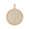 Brass Micro Pave Clear Cubic Zirconia Pendants, Flat Round , Real 18K Gold Plated, 25x19x3.5mm, Hole: 1.8mm