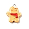 Christmas Opaque Resin Pendants, with Platinum Iron Loop, Gingerbread Man, 28x22x8mm, Hole: 2mm