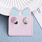 Alloy Plastic Clip-on Earrings for Kid, Platinum, Flat Round, 15x10mm