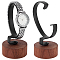 Black Metal C Shape Bracelet Display Stands, Watch Holder with Walnut Wood Base, Coconut Brown, 4.95x7x11cm
