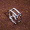 Punk Style Brass Micro Pave Cubic Zirconia Finger Rings, Square, Platinum, 9mm,US Size 6(16.5mm)