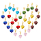 28Pcs 7 Colors Faceted Heart Glass Pendants Decoration, with Zinc Alloy Lobster Claw Clasps, Golden, 30mm, 4pcs/color