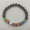 Narutal Lava Rock Beads Stretch Bracelets for Women, with Square Synthetic Turquoise Beads