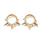 304 Stainless Steel Micro Pave Clear Cubic Zirconia 3 Spiked Cone Round Hoop Nose Rings, Golden, 14.5x15x2mm, Inner Diameter: 7.8mm