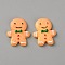 Opaque Resin Cabochons, Imitation Cookie, Gingerbread Man, Sandy Brown, 30.5~31x25x5mm