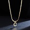316 Surgical Stainless Steel Initial Pendant Flat Snake Chain Necklaces for Women, Golden, Letter C, 15.75 inch(40cm)