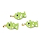 Handmade Lampwork Pendants, Fish, with Brass, Long-Lasting Plated, Rack Plating, Golden, Yellow Green, 23~24x13~14x7~8.5mm, Hole: 4.5x4mm