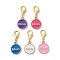 Mother's Day Flat Round with Word Mom Alloy Enamel Pendant Decorations, with Alloy Lobster Claw Clasps, Golden, 27mm, 5pcs/set