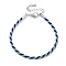 Polyester Cord Braided Bracelet Makings, with Stainless Steel Claw Lobster Clasps, Brass Findings, Long-Lasting Plated, Deep Sky Blue, 7-3/8 inch(18.8cm)