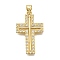 Brass Micro Pave Cubic Zirconia Pendants, Cross, Long-Lasting Plated, Lead Free & Cadmium Free, Real 18K Gold Plated, 28x17x2mm, Hole: 4.5x3.5mm
