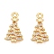 Christmas Theme Brass Micro Pave Clear Cubic Zirconia Pendants, Christmas Tree, Real 18K Gold Plated, 16.5x10.5x4.5mm, Hole: 1mm