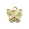 Brass Pendants, Butterfly Charms, Long-Lasting Plated, Lead Free & Cadmium Free, Rack Plating, with Jump Ring, Real 18K Gold Plated, 14x10.5x1.5mm, Hole: 3mm