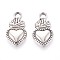 304 Stainless Steel Pendants, Sacred Heart Charm, Anti-Tarnish, Stainless Steel Color, 18.5x10x2.5mm, Hole: 2mm