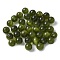Cat Eye Beads, Round, for Half Drilled Beads, Dark Olive Green, 10mm, Hole: 1mm