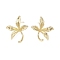 Flower Brass Stud Earring Findings, Lead Free & Cadmium Free & Nickel Free, Left and Right, Real 14K Gold Plated, 26.5x25mm, Hole: 1.2mm, Pin: 10.5x0.8mm