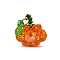 Halloween Theme Glass Seed Beads Pendants, with Leaf Acrylic Charm and Jump Rings, Pumpkin Charm, Orange, 19x18.5mm, Hole: 4.5mm