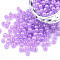 6/0 Imitation Jade Glass Seed Beads, Luster, Dyed, Round, Orchid, 4x3mm, Hole: 1.2mm