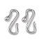 Brass Hook and S-Hook Clasps, Snake, Platinum, 20x12x2.5mm