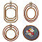 9Pcs 9 Style Plastic Cross Stitch Embroidery Hoops, Imitation Wood, Sewing Tools Accessory, Round & Ring & Rectangle, Mixed Color, 121~290x92~183x8.5~10.5mm, 1pc/style