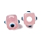 Resin Evil Eye European Beads, Large Hole Bead, Cube, Pearl Pink, 11x8x8mm, Hole: 4mm