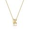 Brass Initial Pendant Box Chain Necklaces for Women, Golden, Letter K, 16.54 inch(42cm)