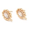 Brass with Glass Stud Earring Findings, with Horizontal Loops, Oval, Real 18K Gold Plated, 16x11.5mm, Hole: 1mm, Pin: 0.7mm