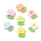Cartoon Opaque Resin Cabochons, for Jewelry Making, Mixed Color, Flower, 15.5x12x6mm