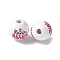 Mother's Day Theme Printed Wood European Beads, Large Hole Beads, Round, Mama Needs Coffee, Word, 16.5x14.5mm, Hole: 4mm