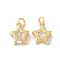 Brass Micro Pave Clear Cubic Zirconia Pendants, Star Charms, Cadmium Free & Lead Free, Long-Lasting Plated, Rack Plating, with Jump Ring, Clear, 10x8x3.8mm, Hole: 2.5mm