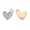Alloy Enamel Charms, Heart Charms, Golden, Sky Blue, 10x9x1.2mm, Hole: 1.5mm
