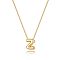 Brass Initial Pendant Box Chain Necklaces for Women, Golden, Letter Z, 16.54 inch(42cm)
